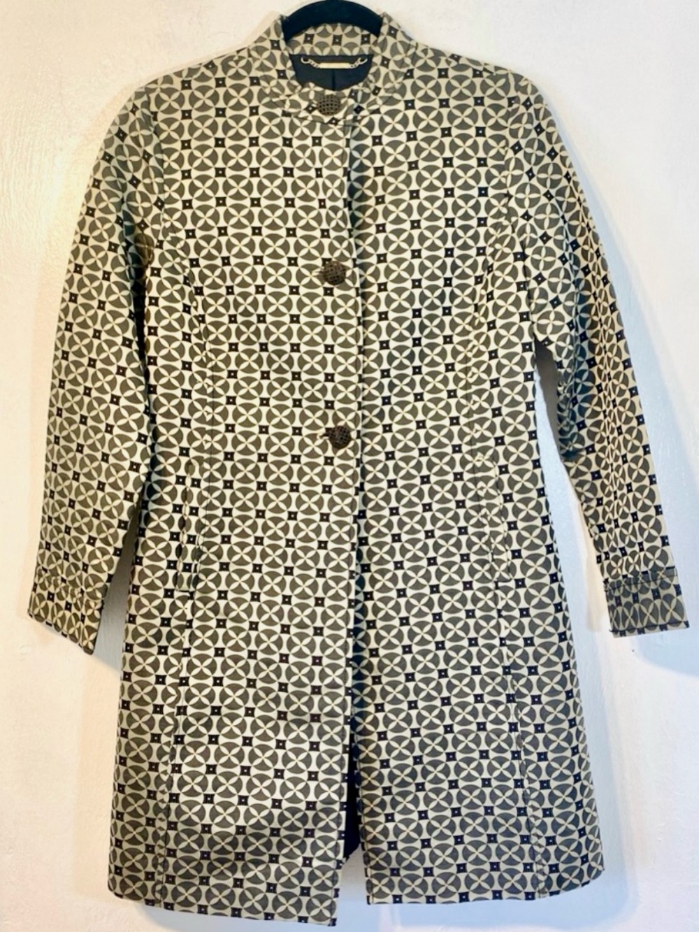 Vintage Sigrid Olsen- Silk Blend Black+Gold metallic long jacket.Size S